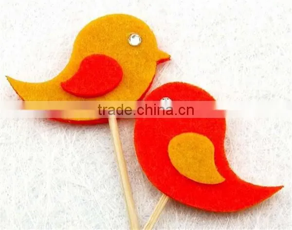 10 Handmade Felt Bird Cupcake Topper Cake Decorations Birthday Baby Shower photo-6