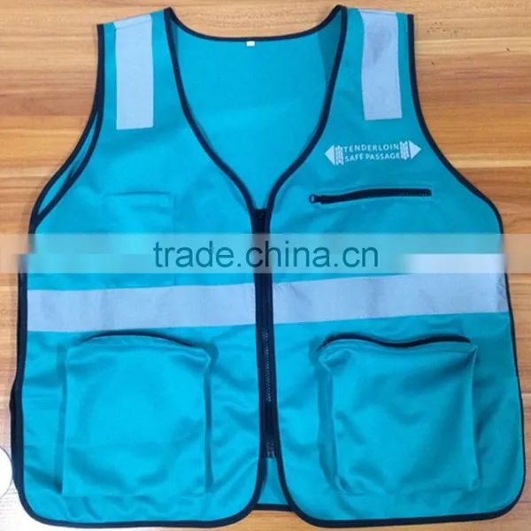 Cheap Safety Fluorescent Blue Reflective Vest With Pockets photo-3