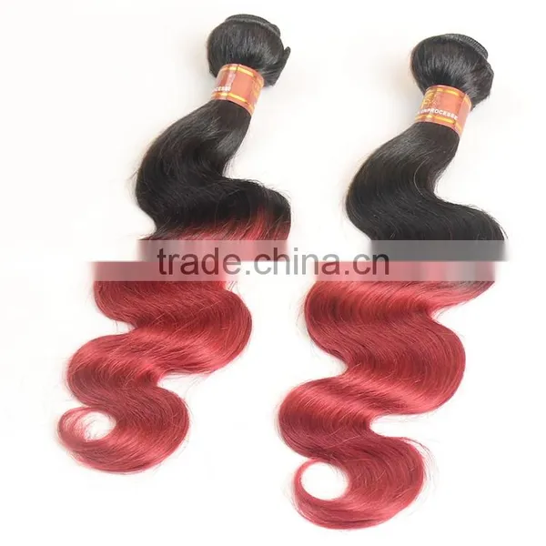 Black Rose 1B/Burgundy Body Wave Malaysian Hair Bundles Ombre Human Hair Weaves Wavy Extension photo-3