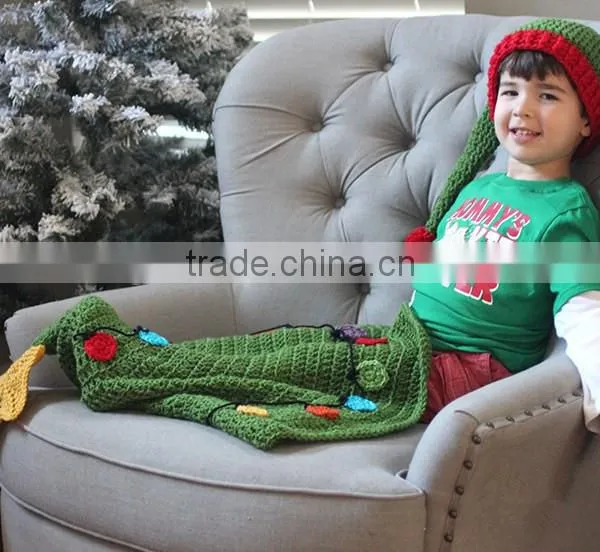 Kid Diy Crochet Kit Christmas Tree Tail Blanket and Elf Hat photo-3