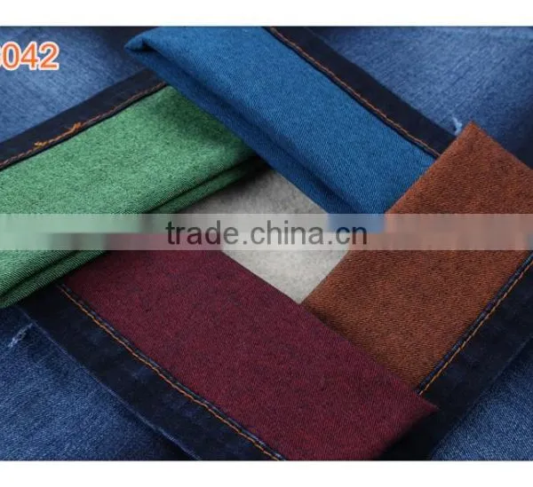 Indigo Cotton Spandex French Terry Knitted Denim Fabric for Jeans photo-3
