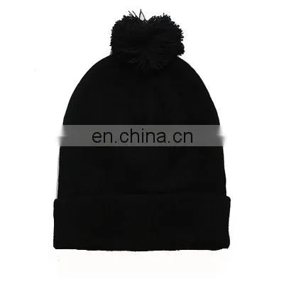 Plain Black Fun Custom Pompom Beanie Hat photo-2