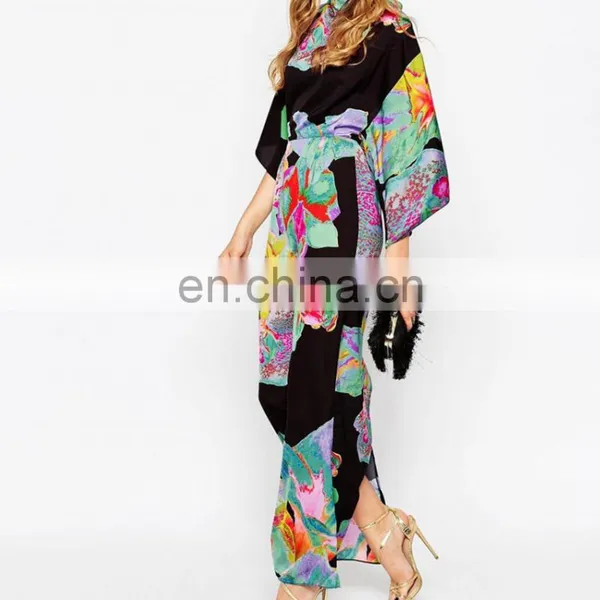 Top Sell High Quality Floral Printed Kaftan Dress photo-2