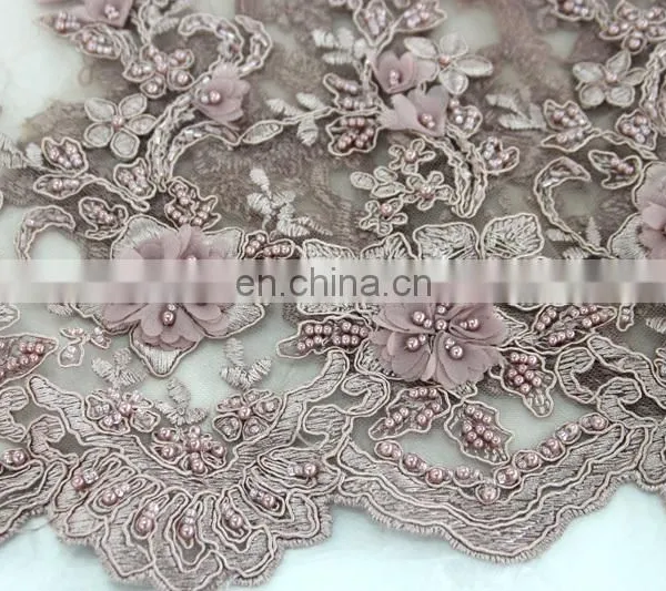 China Suppliers Handwork Embroidery Designs/handwork Beaded Lace Fabric/handwork 3d Embroidery Lace Fabric for Wedding Party photo-2
