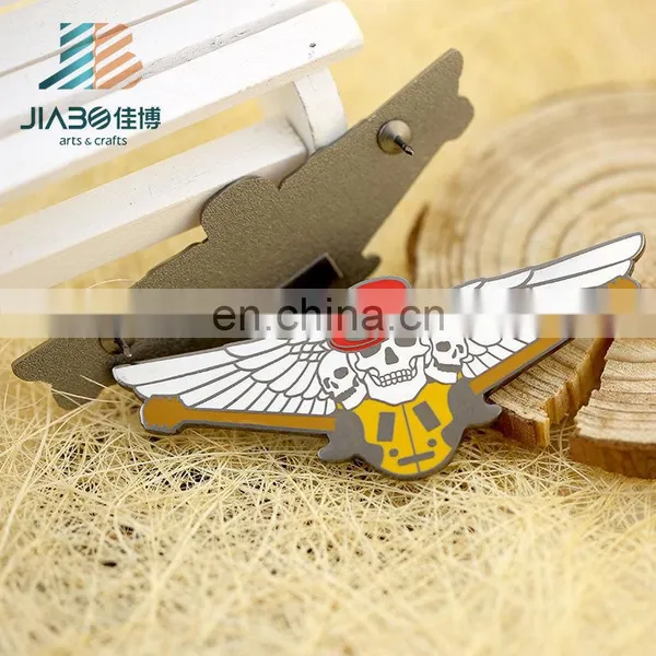 Jiabo Custom Pin Badge Skull Wings Metal Lapel Pin Badge photo-5