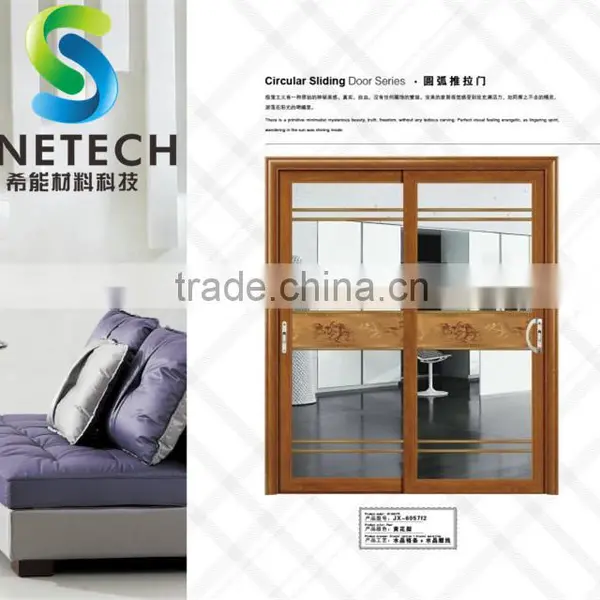 Brown Frames Tempered Glass With Frosted Strips for Partition Sliding Doors photo-2
