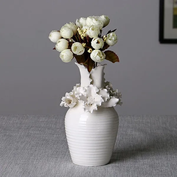 Office Hotel Shopping Mall European Style Cerative Large White Ceramic Flower Vase Decor photo-4