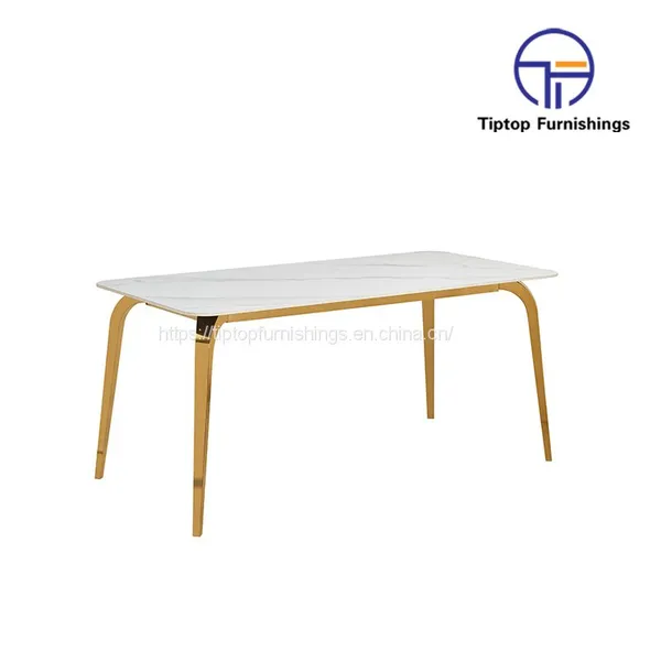 Modern Home Furniture Dinning Room Table Sets Stainless Steel Marble Dining Table photo-2