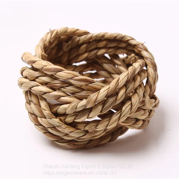 Custom Party Decor Corn Leaves Napkin Buckle Hand Woven Napkin Ring photo-3