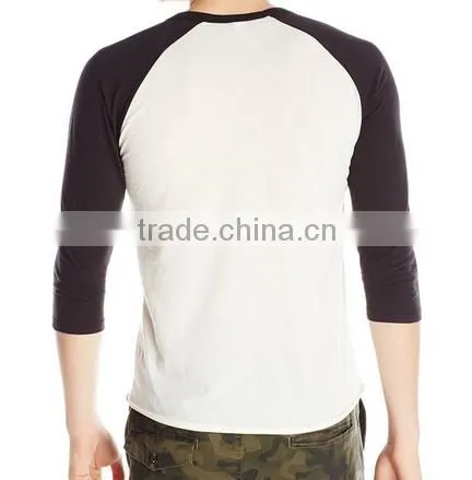 Design for Your Style 2015 High Quality Plain 100%Cotton Custom Men's 3/4 Sleeve T-Shirt Apparel Manufacturer photo-2
