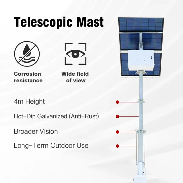 HiGUARD Mobile Solar Off-Grid Security Tower With 4m Manual Mast for Outside Monitoring photo-4