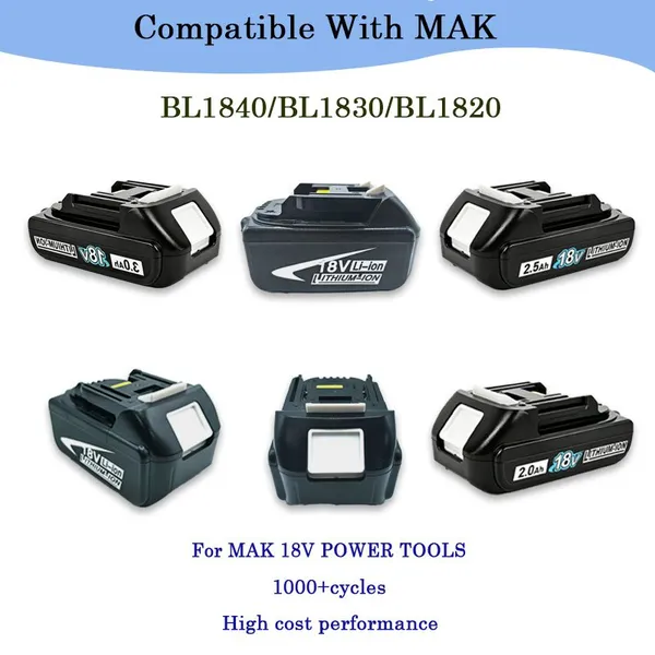 Cordless Chain Miter Circular Power Saw Tools Replacement 18V Rechargeable Battery Bl1860 BL1850 BL1840 BL1830 BL1820 for MAK