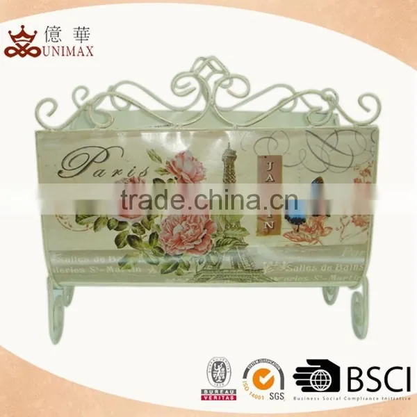 Vintage Decorative Metal Wall Shelf With Hooks