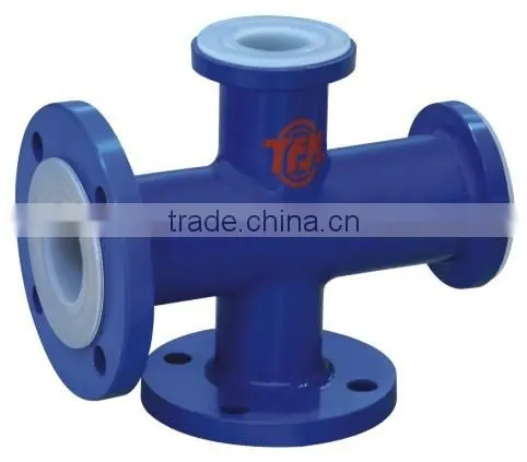 Teflon PTFE Lined Cross ( Pipe Fitting ) For Acid Chemical Industry