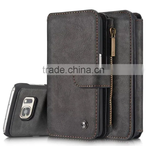 Caseme Card Slot PU Leather Wallet Case for S7 Zipper Photo Frame Flip Case for S7 photo-3