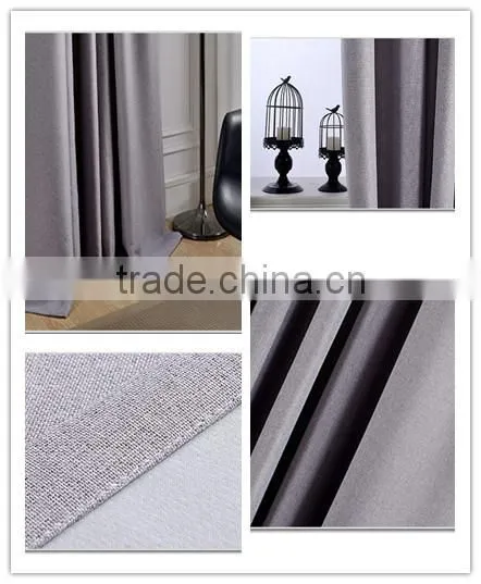Solid Color Polyester Linen Blackout Curtain Fabric photo-4