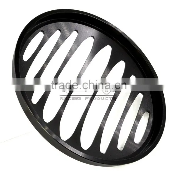 BJ-HGC-002 CNC Aluminum 7" Black Motorcycle Headlight Grill Cover For Harley photo-5