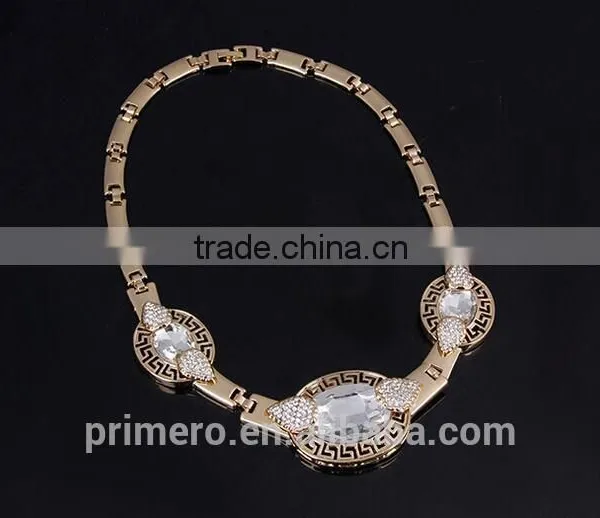 Fashion African Beads Gold Plated Wedding Bridal Jewelry Sets for Women Crystal Necklace Party Gift photo-6