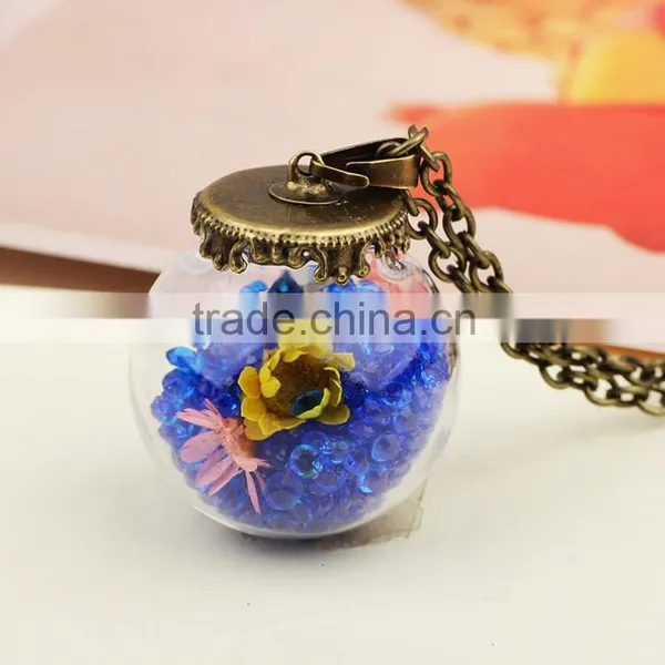 Fashion Jewelry Bottle Dried Flower Pendant Romantic Crystal Glass for Women Girls photo-2