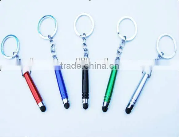 Top Quality Mini Plastic Touch Screen Pen With Metal Key Ring