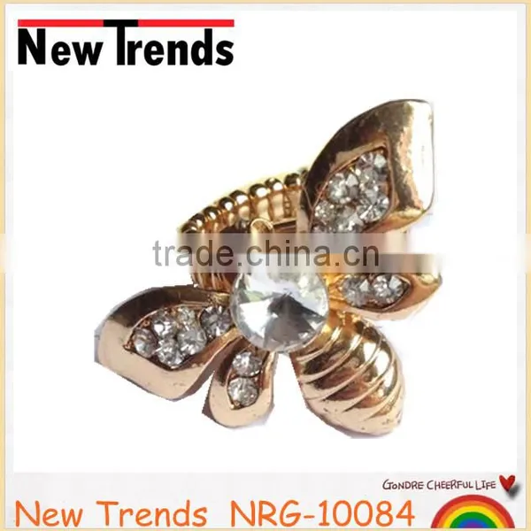 Gold Butterfly Stretch Ring Costume Jewelry