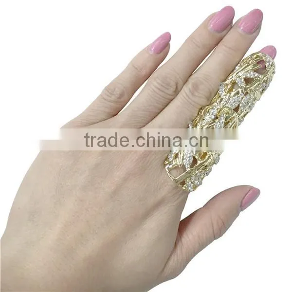 2016 Fashion Ladies Finger Double Ring With Rhinestone Punk Crystal Ring Chain Finger Ring photo-6