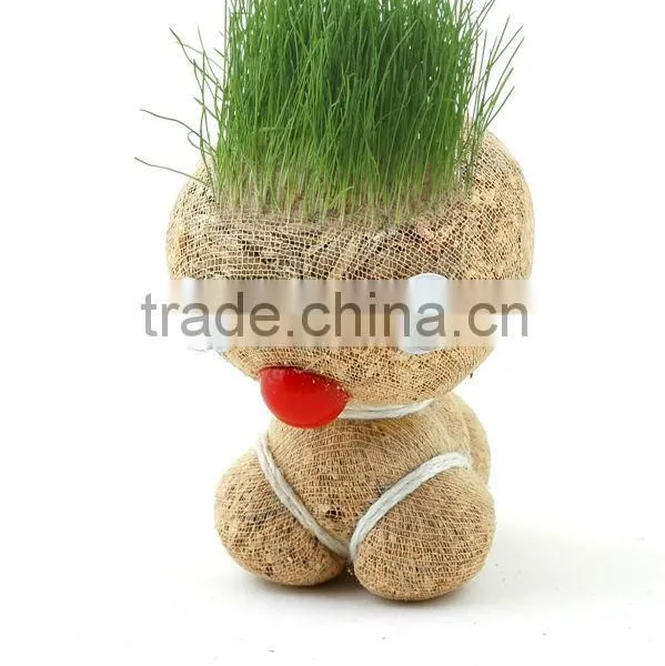 Grass Head Grass Doll With Real Grass Novetly Gift