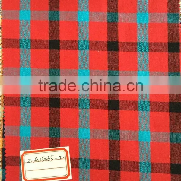 Multicolor Polyester Cotton Yarn Dyed Plaid Jacquard Shirt Fabric photo-3
