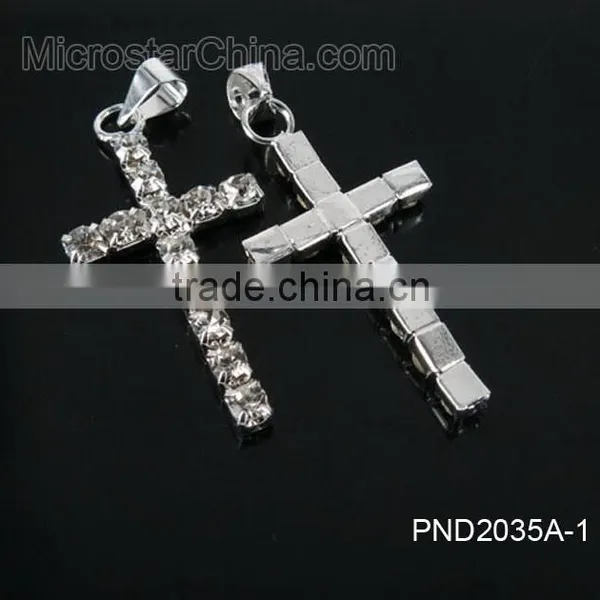 Fashion Black Color Copper Clear Rhinestone Cross Pendant Necklace Estate Jewel photo-6