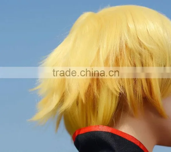Facotry Whosale Synthetic Fiber Yellow Bob Cosplay Wig photo-5