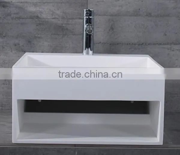 Rectangular Small Solid Surface Washing Wall Hung Basin/sink,Artificial Stone Washing Basin photo-2
