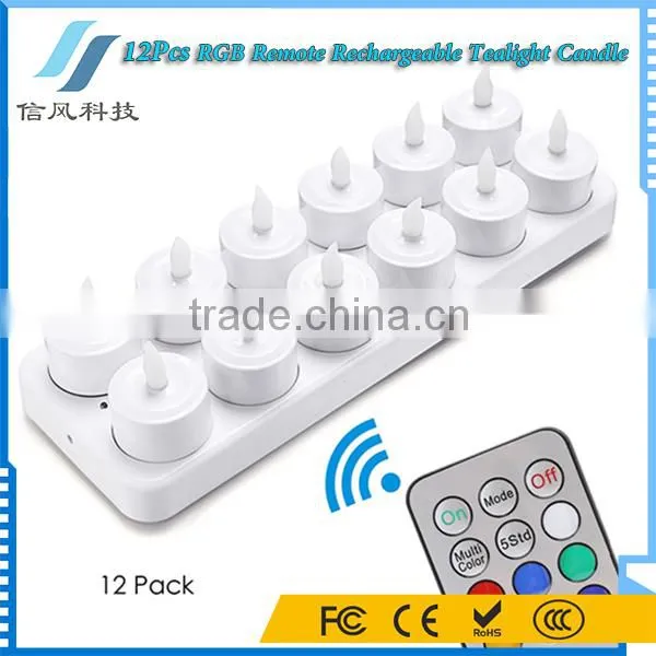 12Pcs/Set RGB Remote Controller Rechargeable LED Tealight Candles for Wedding Birthday Party photo-4