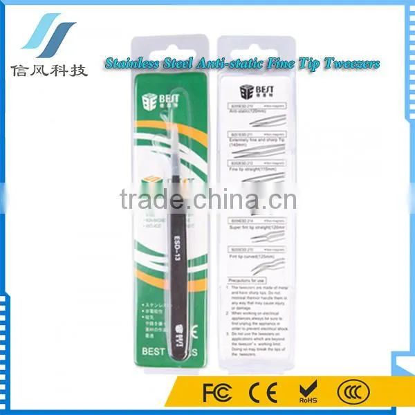 BST-EDS-13 Stainless Steel Anti-static FineTip Tweezers Professional photo-2