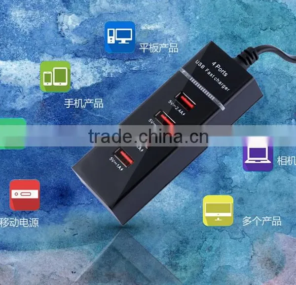 2016 New Products for IPhone Wall Charger 4 Usb Port Usb Wall Charger With Plug and Led Indicator, 4 Usb Hub photo-2