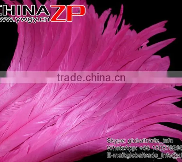 Top Supplier ZPDECOR Wholesale 35-40cm Length Good Quality Hot Pink Fully Dyed Rooster Chicken Feathers photo-4