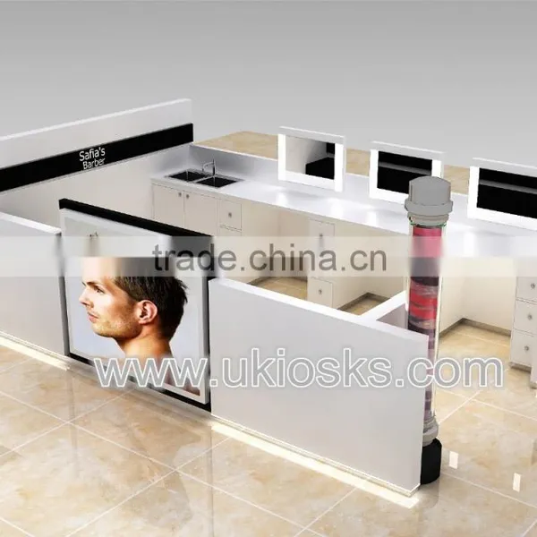 Cheap and High Quality Hair Dressing Kiosk Design With Three Hair Dressing Station for Barber Store Sale photo-3