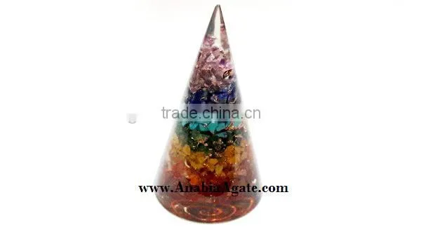 Chakra Orgone Cone:Wholesale Healing Orgone : Chakra Layered Orgone Cone photo-6