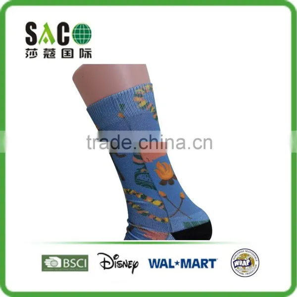Orange Pig Pattern Flame Pattern Blue Printing Polyester Socks photo-3