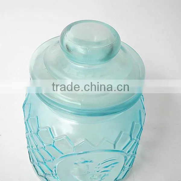 Turquoise Glass Oul Food Grade Container With Glass Seal Lid photo-3