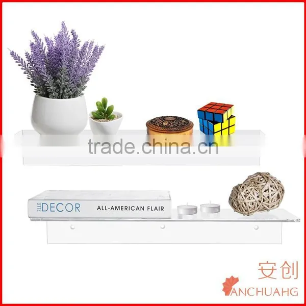 Clear Acrylic Floating Shelf / Wall Mounted Display Organizer, Set of 2 photo-3