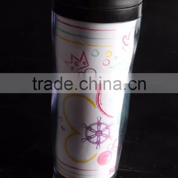 Plastic Paper Insert Coffee Thermos Travel Mug 12Oz photo-6
