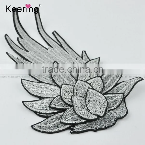 Pretty Lotus Flower Decoration Clothing Embroidery Patch Pair WEF-020 photo-2