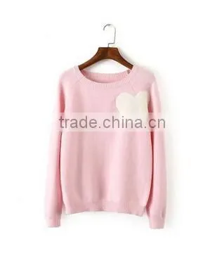 Round Collar Cute Heart Pattern Sweater photo-3