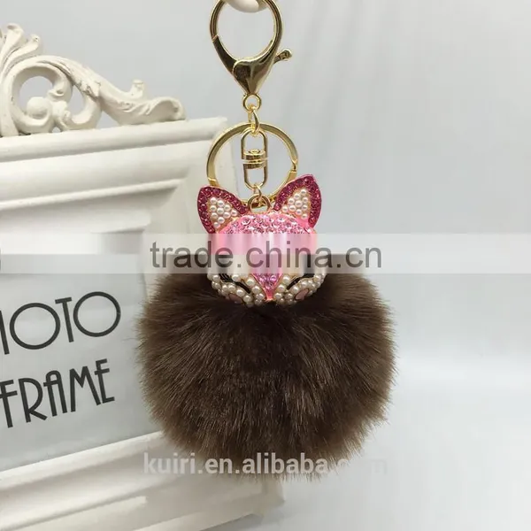 2017 New Fashion Cute Faux Fur Ball Plush Keychain Car Key Chain for Bag Pendant Fmq-11 photo-6