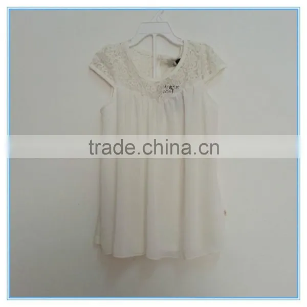 Children Girls Chiffon Printed Lace Sleeve t Shirt, Beautiful Girl t Shirt, Fancy Gril Short Sleeve t Shirt photo-4