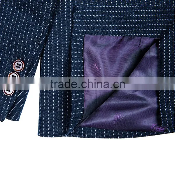 ELPA Fancy Kids Clothes Boys Tailor Made Dark Blue Striped Knitted Wholesale 3 Piece Kids Suits photo-4