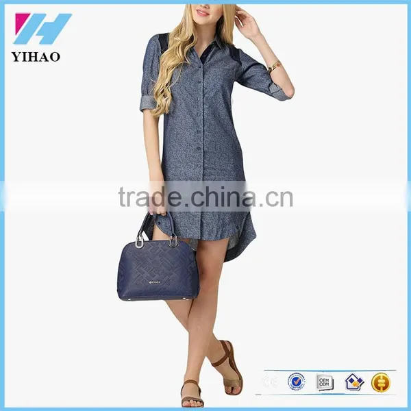 Korean Wholesale Fitness Apparel Clothing Printed Slim Shift Shirt Dresses