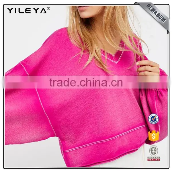 100% Cotton, Bat Wing Sleeve,solid Top,plus Size,2017 New Fashion