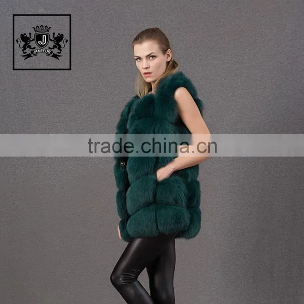 Factory Latest Fashion Coat Animal Fur Knitted Fox Fur Vest