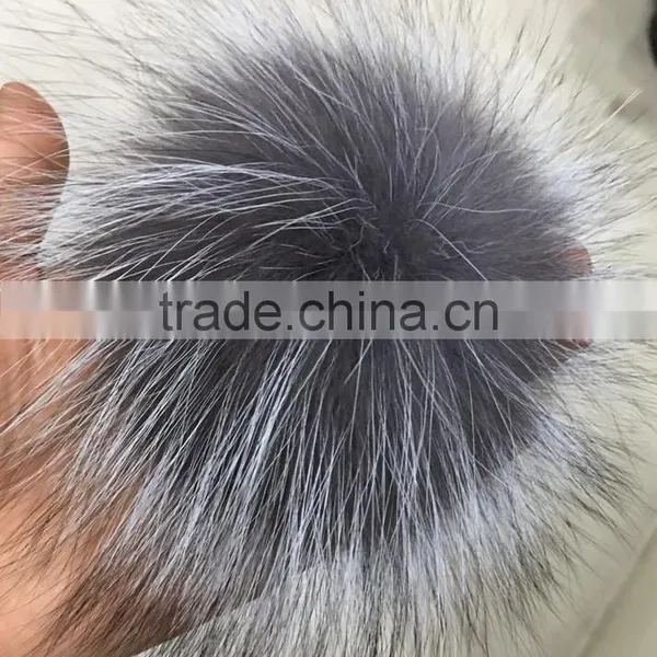 YR1042 Real Silver Fox Fur Pom Pom for Shoes Decorations photo-3
